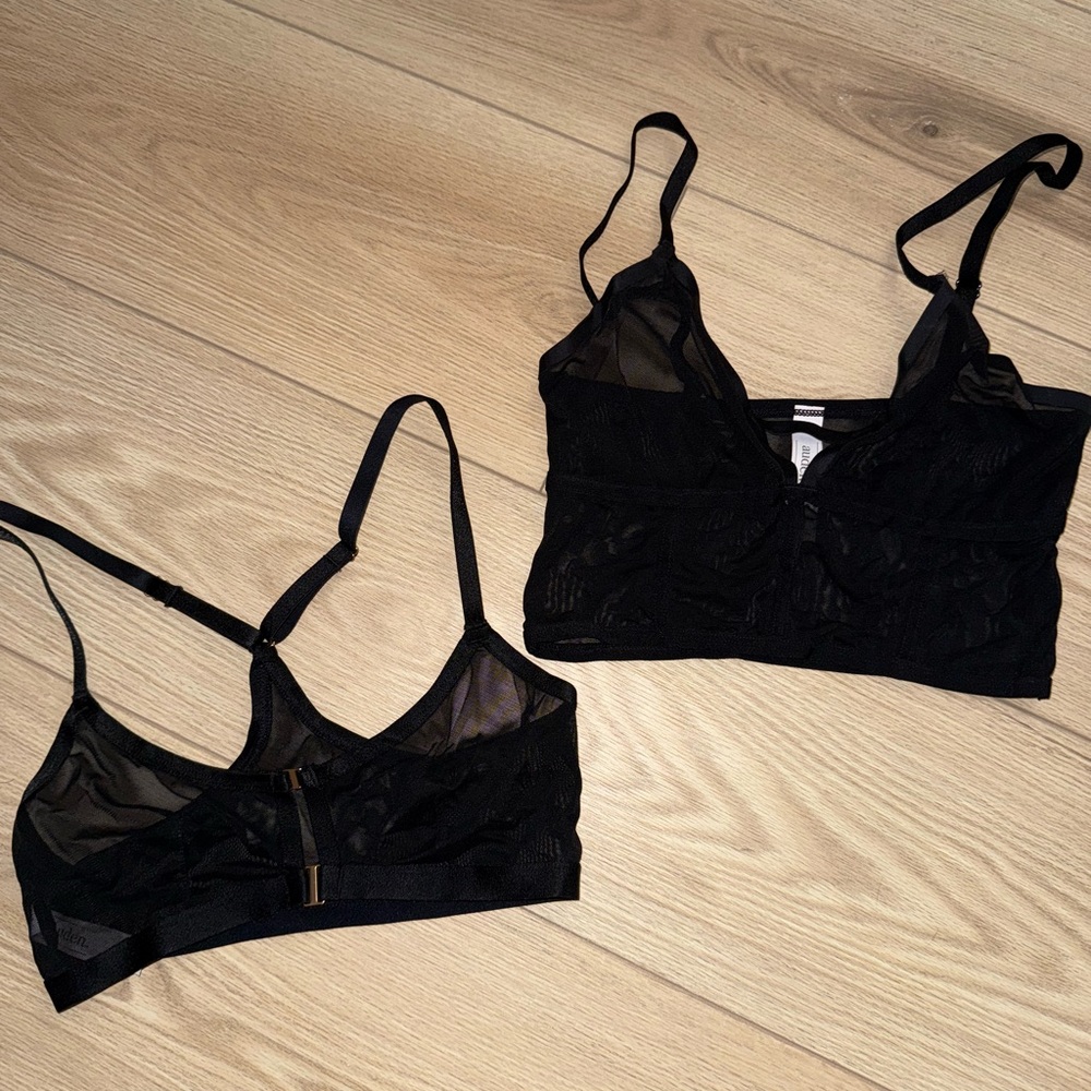 Auden Black Sheer Mesh Bralette Duo